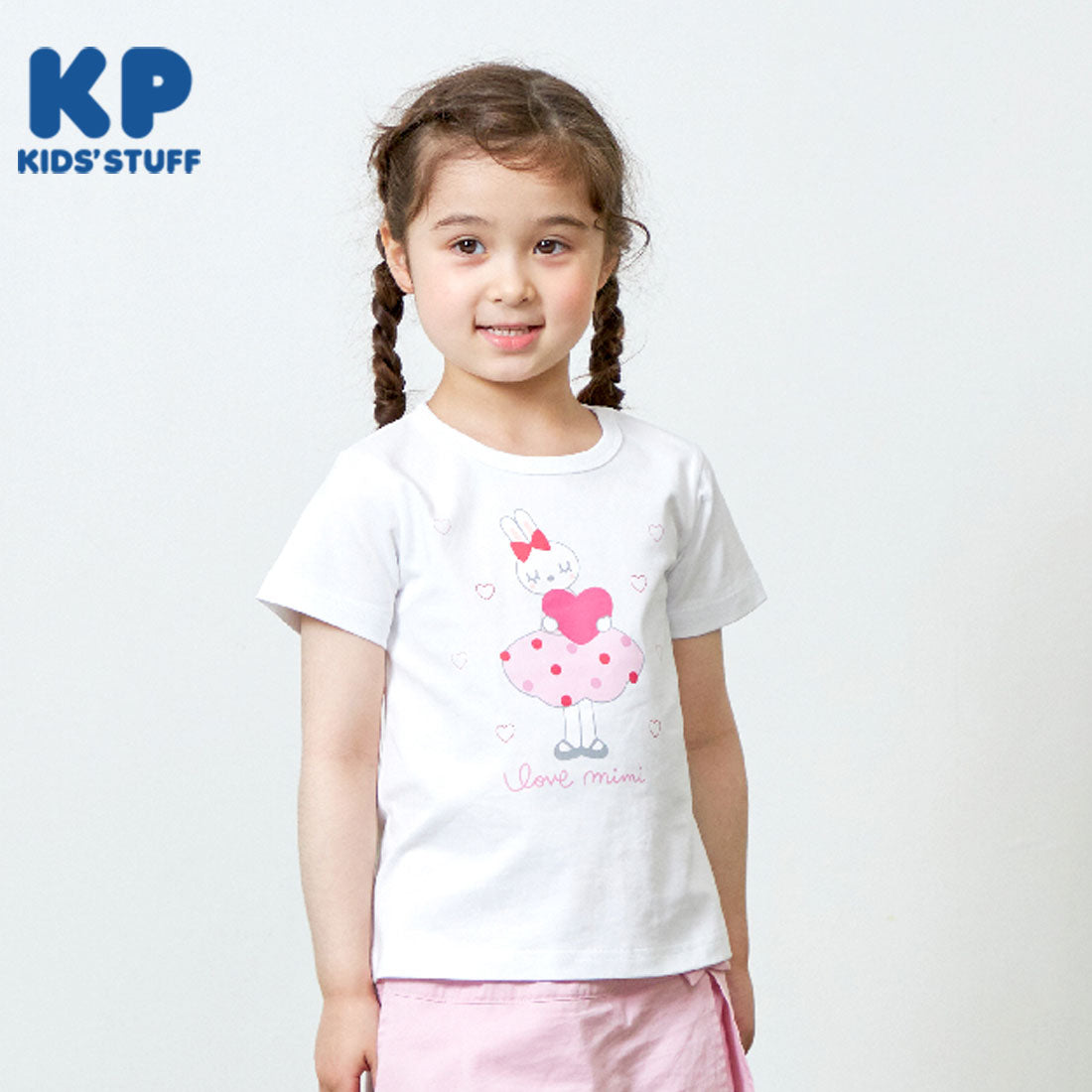 【人気アイテム再入荷】KP(ケーピー)mimiちゃんハートモチーフTシャツ80～130