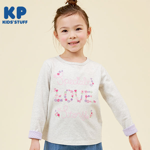 KP(ケーピー)【日本製】ロゴと小花刺繍の長袖Tシャツ(110～130) – KP