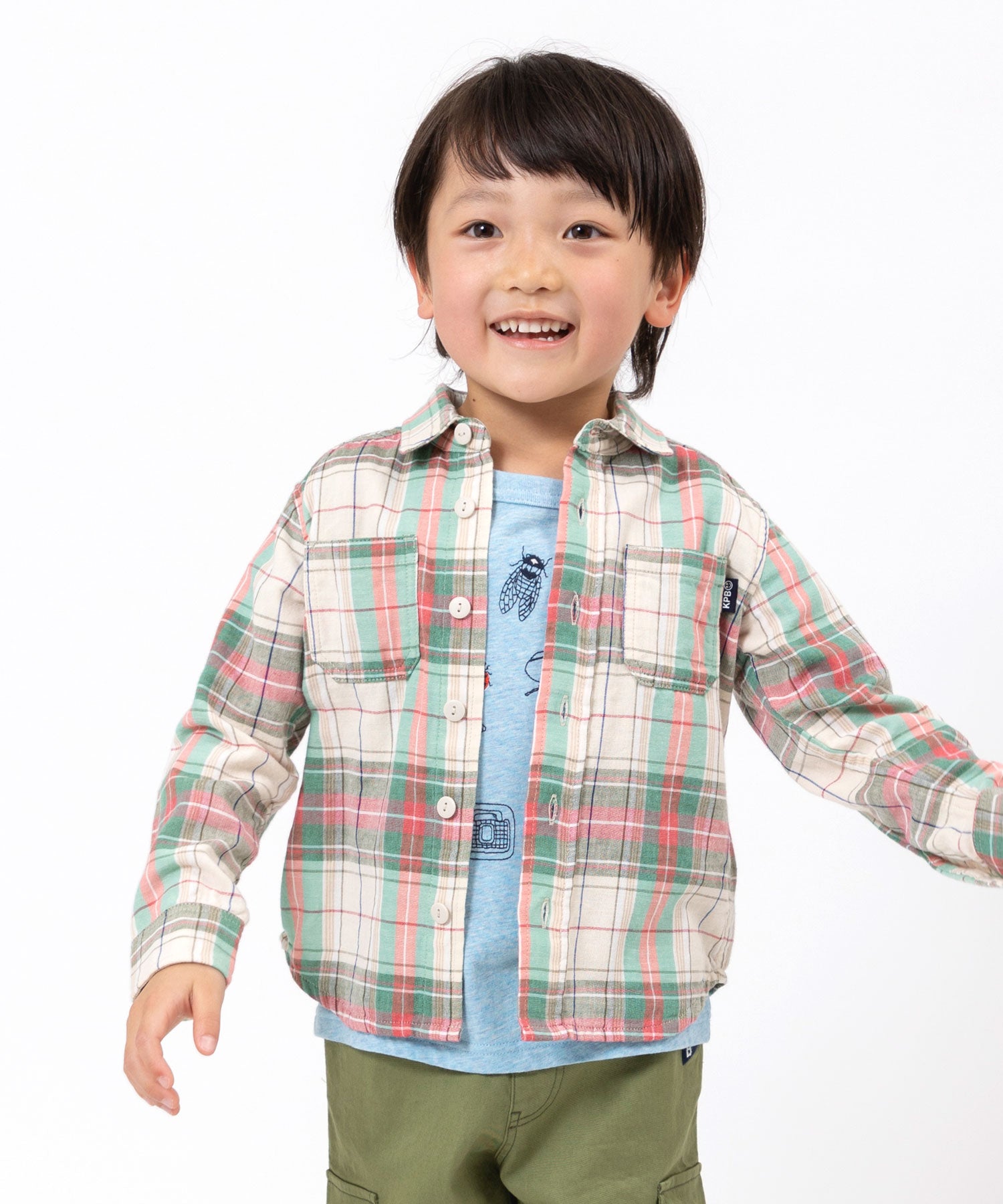 KP BOY ネルシャツ ブルーチェック柄 100 - キッズ服男の子用(90cm~)